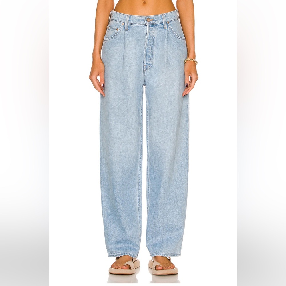 MOTHER the pleated fun dip puddle jeans